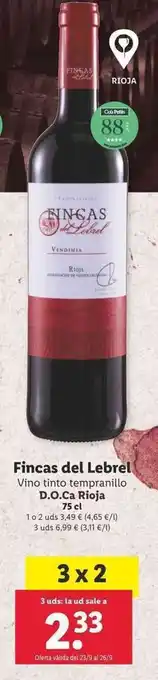 Lidl Fincas del Lebrel D.O Ca Roja 75cl oferta