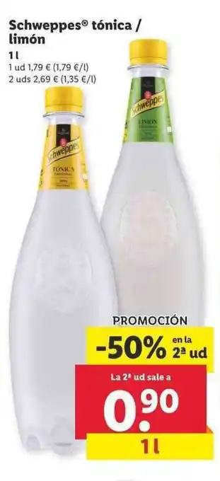 Lidl Schweppes tonica Limon 1l oferta
