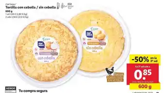 Lidl Tortilla con cebolla/sin cebolla 600g oferta