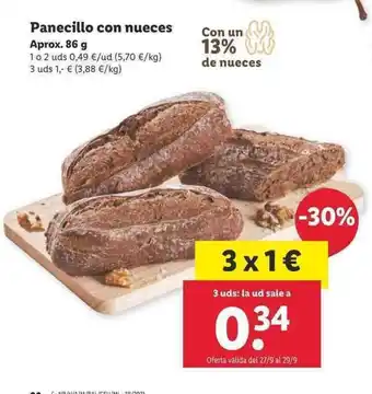 Lidl Panecillo con nueces 86g oferta