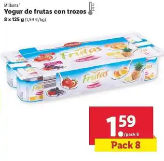 Lidl Milbona Yogur de frutas con trozos 8 x 125g oferta