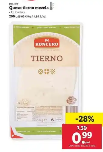 Lidl Roncero Queso tierno mezcla 200g oferta