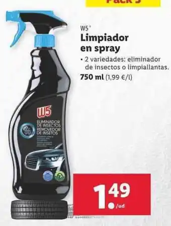 Lidl W5 Limpiador en spray 750ml oferta