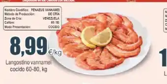 FROIZ Langostino vannamei cocido 60-80, kg oferta