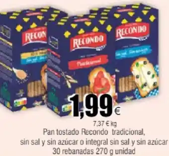 FROIZ Pan tostado Recondo tradicional, sin sal y sin azúcar o integral sin sal y sin azúcar oferta