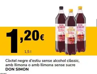 Supeco Don Simon Cóctel negre d'estiu sense alcohol clássic, amb llimona o amb llimona sense sucre 1,5 L oferta