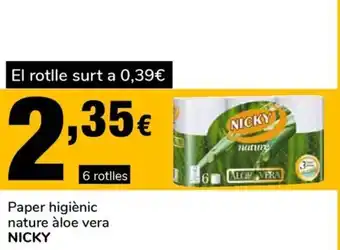 Supeco Nicky Paper higiénic nature áloe vera 6 rotlles oferta