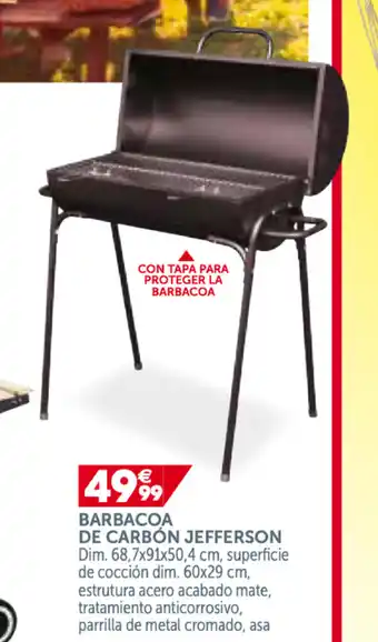 GiFi Barbacoa de Carbón Jefferson, Dim 68,7x91x50,4 cm oferta