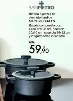 Carrefour Batería 5 piezas de aluminio fundido midnight green oferta