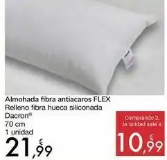 Carrefour Almohada fibra antiacaros flex relleno fibra hueca siliconada dacron oferta