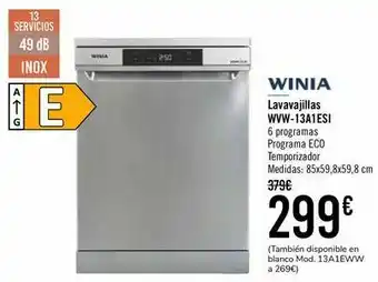 Carrefour Winia lavavajillas wvw-13a1esi oferta