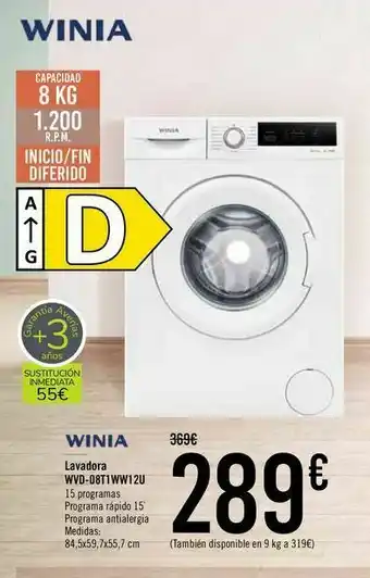 Carrefour Winia lavadora wdv-d8t1ww12u oferta