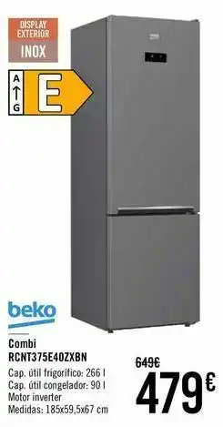 Carrefour Combi rcnt375e40zxbn beko oferta
