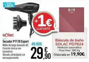 Carrefour Secador solac p7170 expert + báscula de baño solac pd7624 oferta