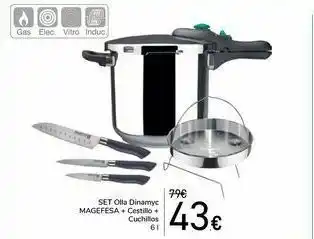 Carrefour Set olla dinamyc magefesa + cestillo + cuchillos oferta