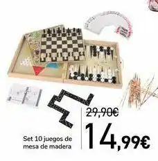 Carrefour Set 10 juegos de mesa de madera oferta