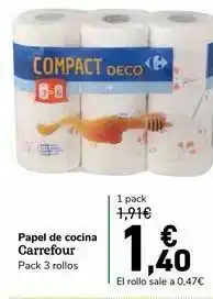 Carrefour Express Papel de cocina carrefour, pack 3 rollos. oferta
