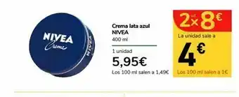 Carrefour Express Crema lata azul nivea 400 ml oferta