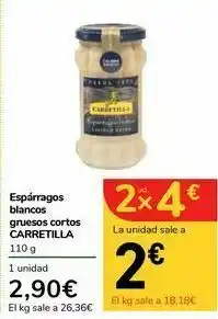 Carrefour Express Espárragos blancos gruesos cortos carretilla 110 g oferta
