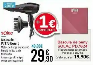 Disney Secador solac p7170 expert + báscula de baño solac pd7624 oferta