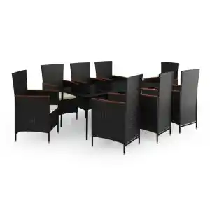 Brico Depôt Vidaxl juego de comedor para jardín 9 piezas con cojines negro oferta