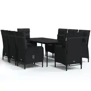 Brico Depôt Vidaxl juego de comedor para jardín 9 piezas con cojines negro oferta