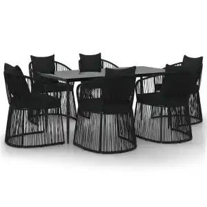 Brico Depôt Vidaxl juego de comedor de jardín 7 piezas con cojines ratán pvc negro oferta