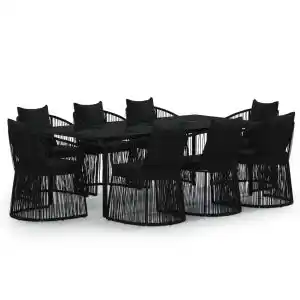 Brico Depôt Vidaxl juego de comedor para jardín 9 piezas con cojines negro oferta