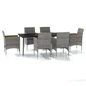 Brico Depôt Vidaxl juego de comedor de jardín 7 piezas con cojines gris y negro oferta