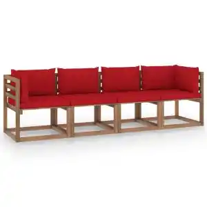 Brico Depôt Vidaxl sofá de palets 4 plazas cojines madera de pino impregnada oferta