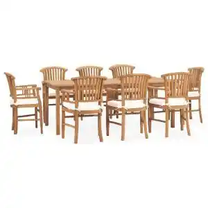 Brico Depôt Vidaxl juego de comedor para jardín 9 piezas teca maciza y cojines oferta