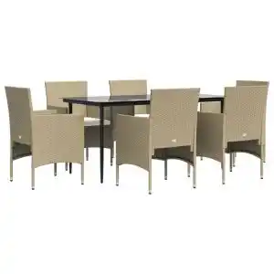Brico Depôt Vidaxl juego de comedor de jardín 7 piezas con cojines beige y negro oferta