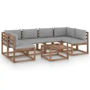 Brico Depôt Vidaxl muebles de jardín de palets 7 pzs con cojines madera impregnada oferta