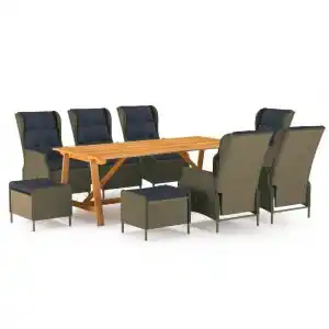 Brico Depôt Vidaxl juego de comedor de jardín 9 piezas marrón oferta