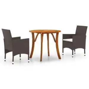Brico Depôt Vidaxl juego de comedor de jardín de 3 piezas marrón oferta