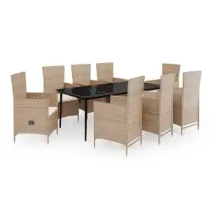 Brico Depôt Vidaxl juego de comedor de jardín 9 piezas con cojines beige oferta