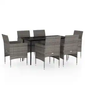 Brico Depôt Vidaxl juego de comedor de jardín 7 piezas con cojines gris y negro oferta