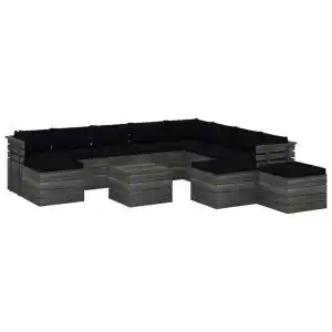 Brico Depôt Vidaxl muebles de palets de jardín 12 pzas cojines madera maciza pino oferta