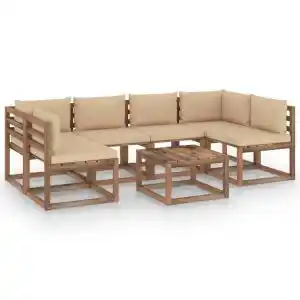 Brico Depôt Vidaxl muebles de jardín de palets 7 pzs con cojines madera impregnada oferta