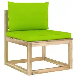 Brico Depôt Vidaxl sofá central de jardín con cojines madera pino impregnada verde oferta