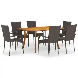 Brico Depôt Vidaxl juego de comedor de jardín de 7 piezas marrón oferta