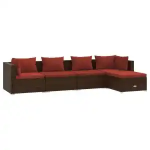 Brico Depôt Vidaxl set sofás de jardín 5 piezas y cojines ratán sintético marrón oferta