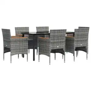Brico Depôt Vidaxl juego de comedor de jardín 7 piezas con cojines gris y negro oferta
