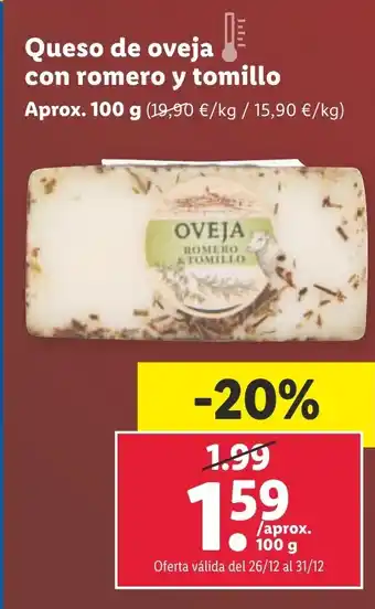 Lidl Queso de oveja con romero y tomillo oferta