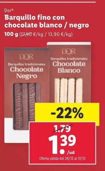 Lidl Barquillo fino con chocolate blanco / negro oferta