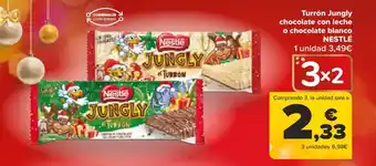 Carrefour Turrón Jungly chocolate con leche o chocolate blanco NESTLÉ oferta