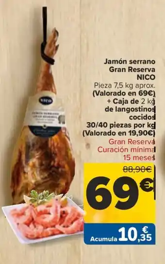 Carrefour Jamón serrano Gran Reserva NICO oferta