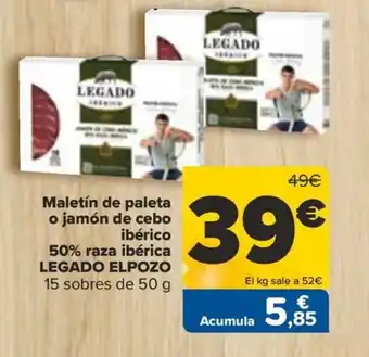 Carrefour Maletín de paleta o jamón de cebo ibérico 50% raza ibérica LEGADO ELPOZO oferta