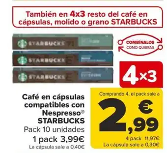 Carrefour Café en cápsulas compatibles con NespressoⓇ STARBUCKS oferta