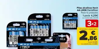 Carrefour Pilas alcalinas Itech AA LR06 Carrefour oferta
